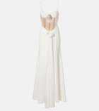 David Koma Floral-appliqué sequined bustier gown
