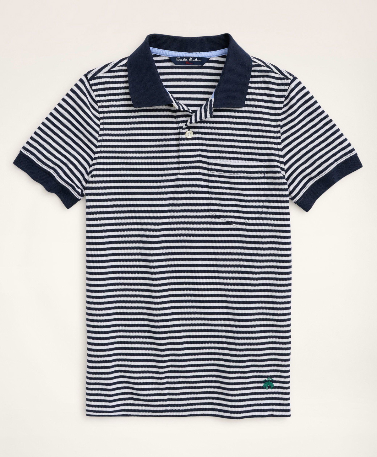 Brooks Brothers Boys Short-Sleeve Feeder Stripe Polo Shirt | Navy