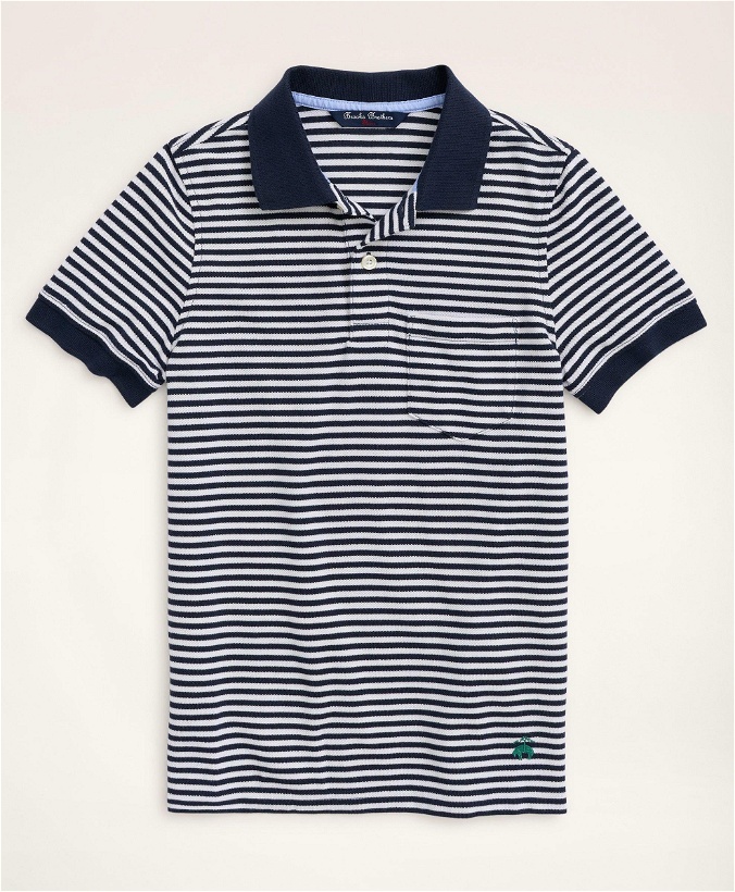 Photo: Brooks Brothers Boys Short-Sleeve Feeder Stripe Polo Shirt | Navy