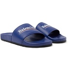 Balenciaga - Printed Leather Slides - Men - Blue