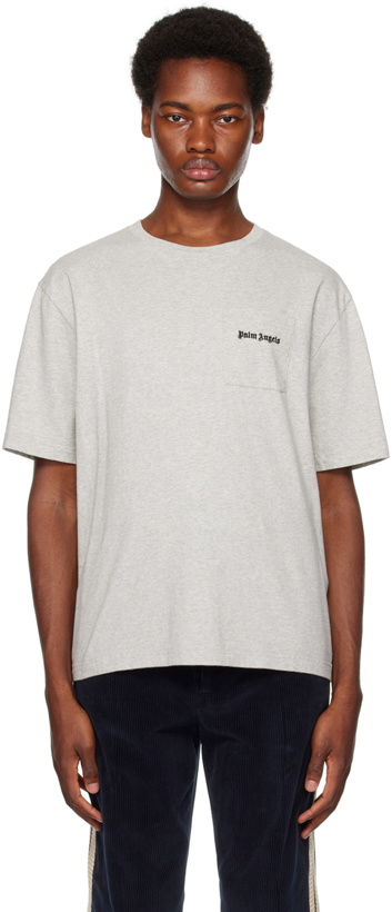 Photo: Palm Angels Gray Embroidered T-Shirt