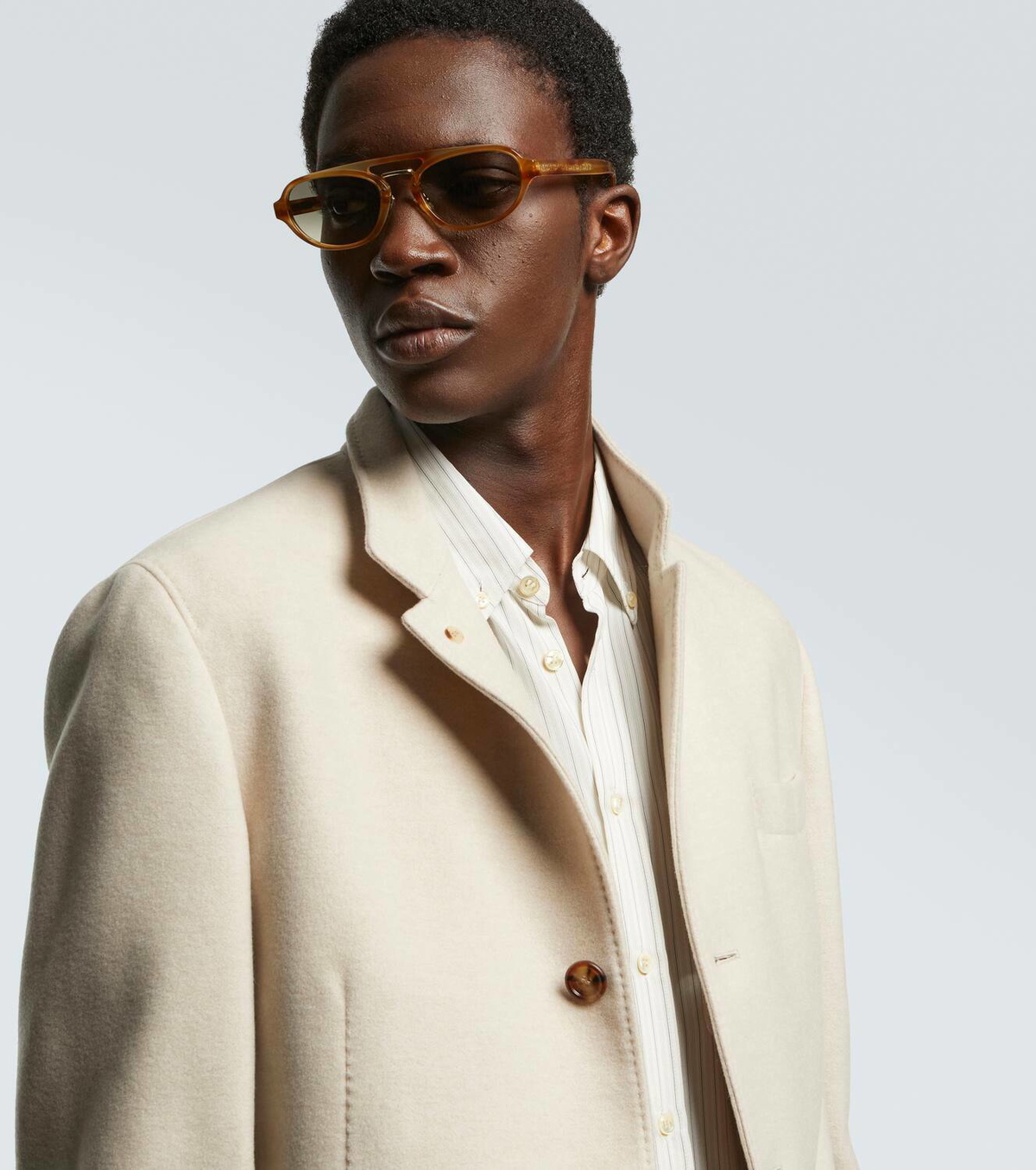 Brunello Cucinelli Tortoiseshell-effect browline sunglasses