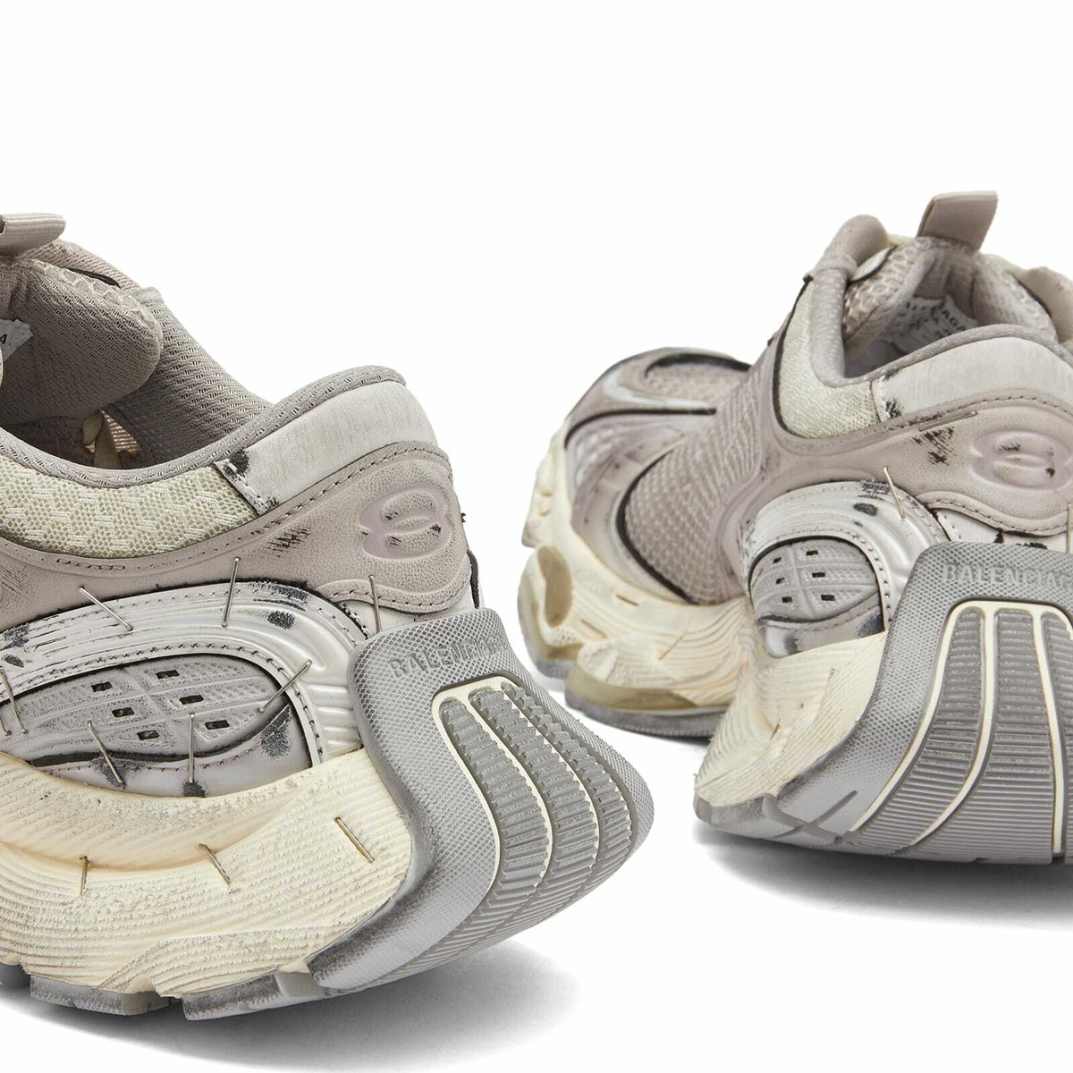Balenciaga Men's Stapler Sneaker in Beige/Grey Balenciaga