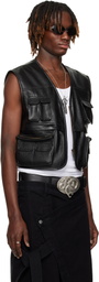 LU'U DAN Black Cargo Faux-Leather Vest