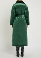 Alice + Olivia Ima Padded Belted Velvet Coat Green
