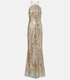 Elie Saab Sequined silk-blend gown