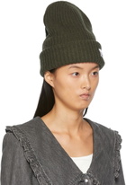 GANNI Green Recycled Rib Knit Beanie