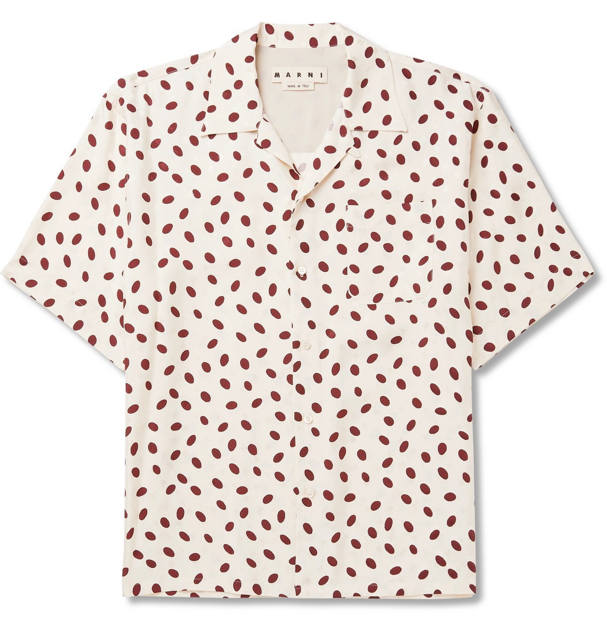 Marni - Convertible-Collar Polka-Dot Logo-Jacquard Shirt