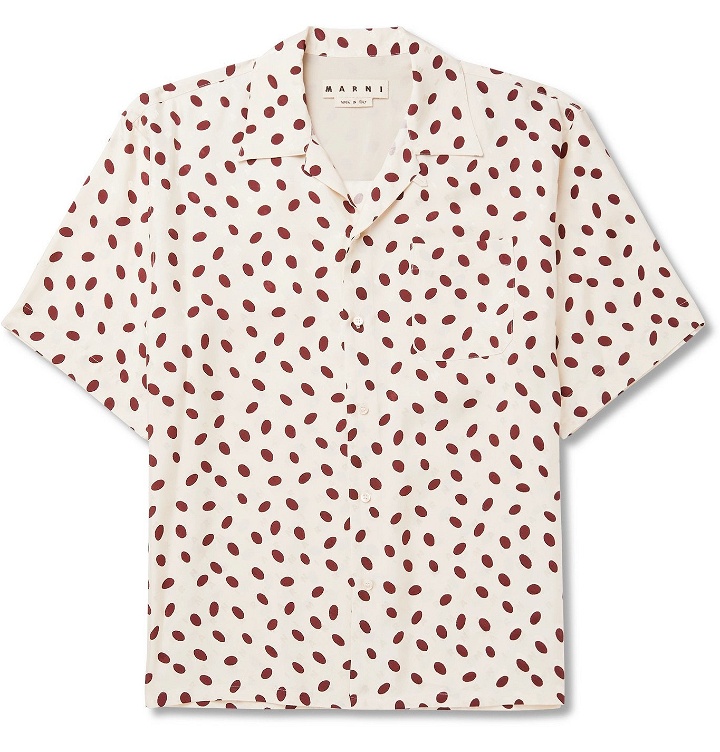 Photo: Marni - Convertible-Collar Polka-Dot Logo-Jacquard Shirt - Neutrals