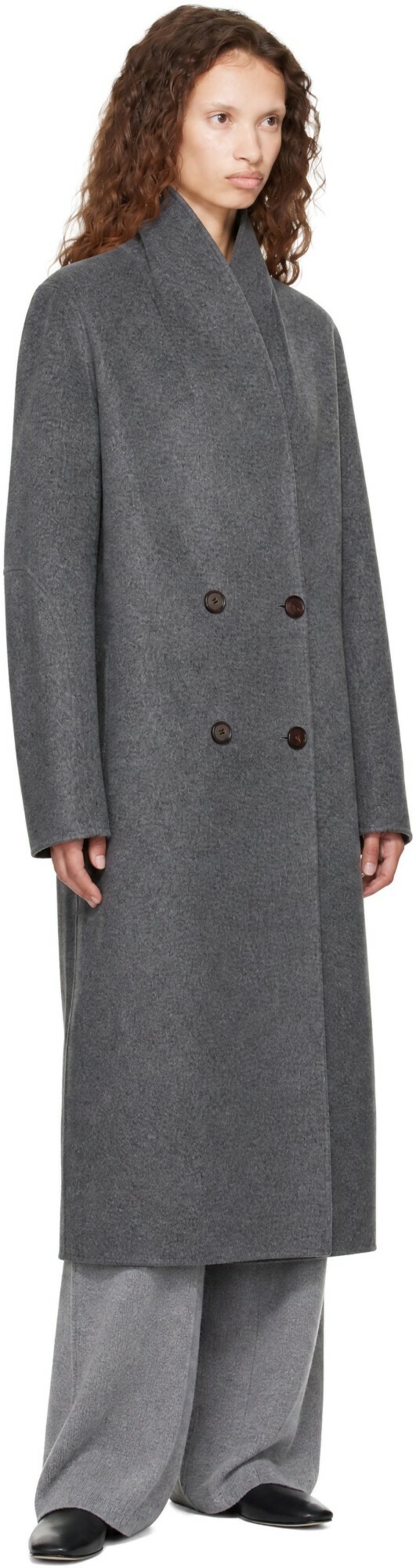 LISA YANG Gray Doublé Shawl Coat