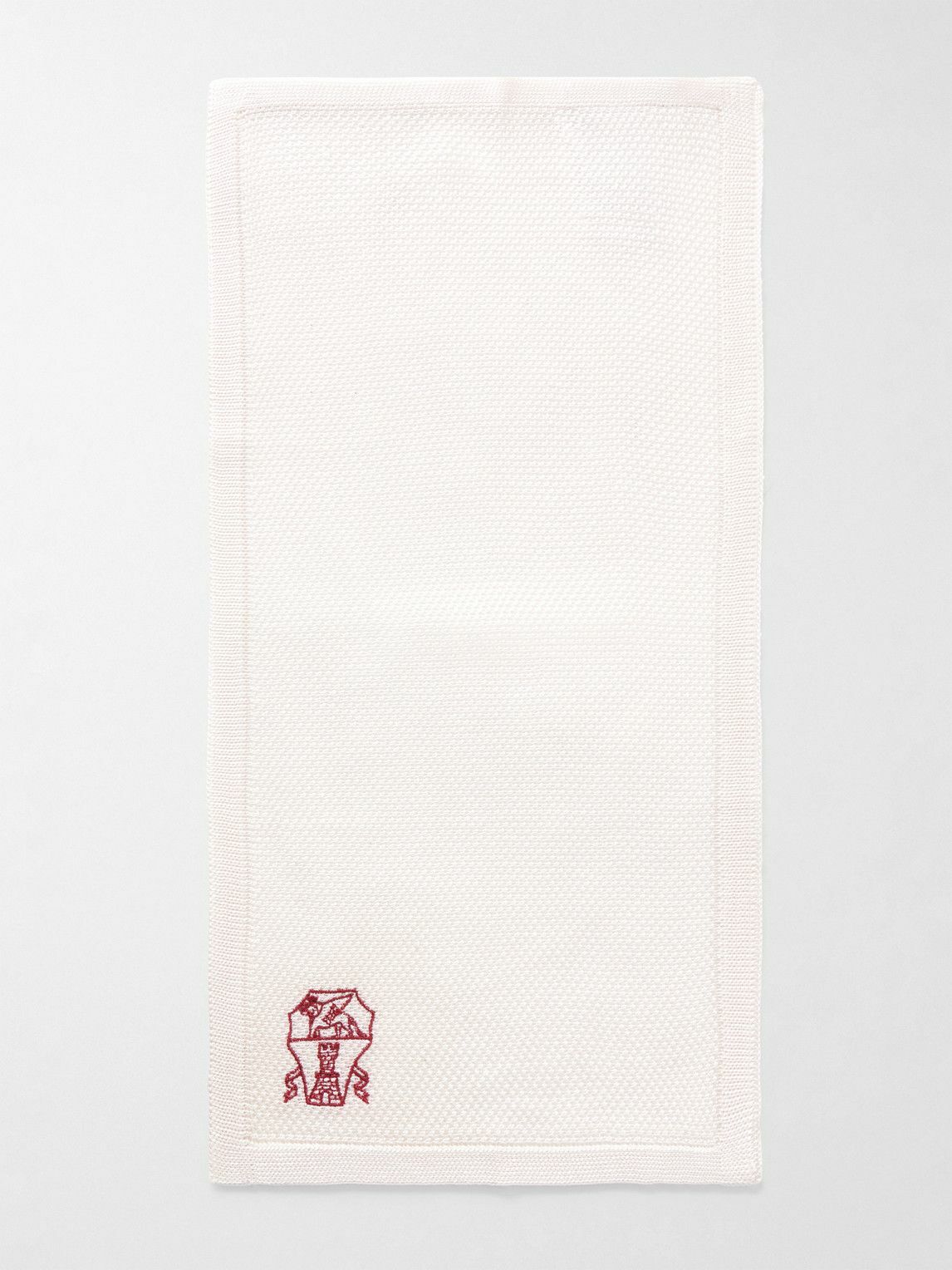 Brunello Cucinelli - Logo-Embroidered Knitted Silk Pocket Square