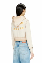 Diesel Hoodie with print and D appliqué - Sweaters Womens in Beige