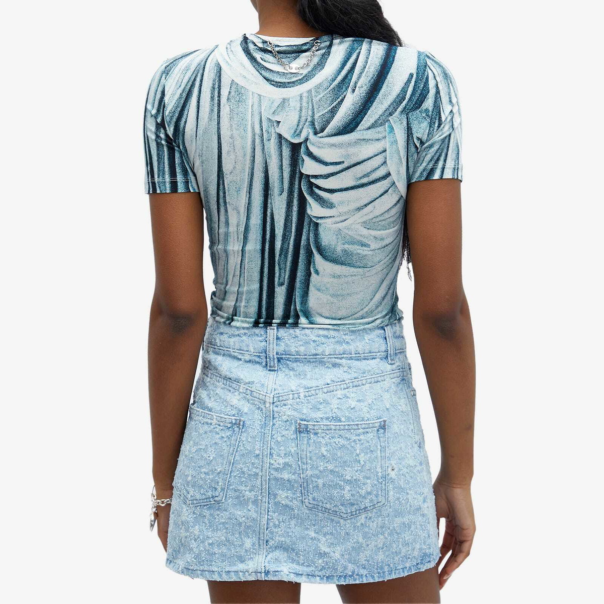 Paco Rabanne Women's Drape T-Shirt in Blue Paco Rabanne