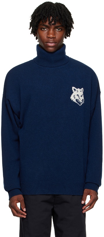 Photo: Maison Kitsuné Blue Fox Head Sweater