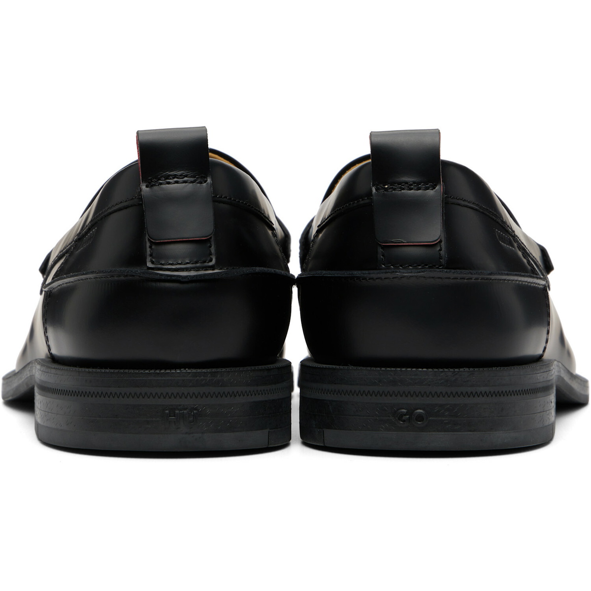 Hugo Black Leather Crocodile Vamp Loafers