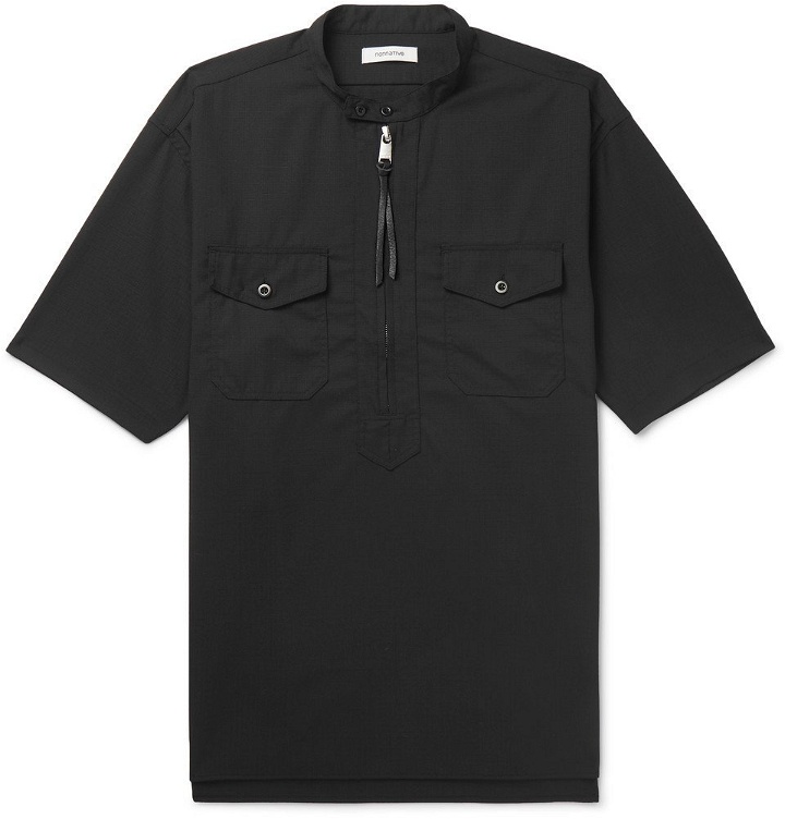 Photo: nonnative - Grandad-Collar Wool-Blend Ripstop Half-Placket Shirt - Black