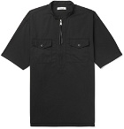 nonnative - Grandad-Collar Wool-Blend Ripstop Half-Placket Shirt - Black