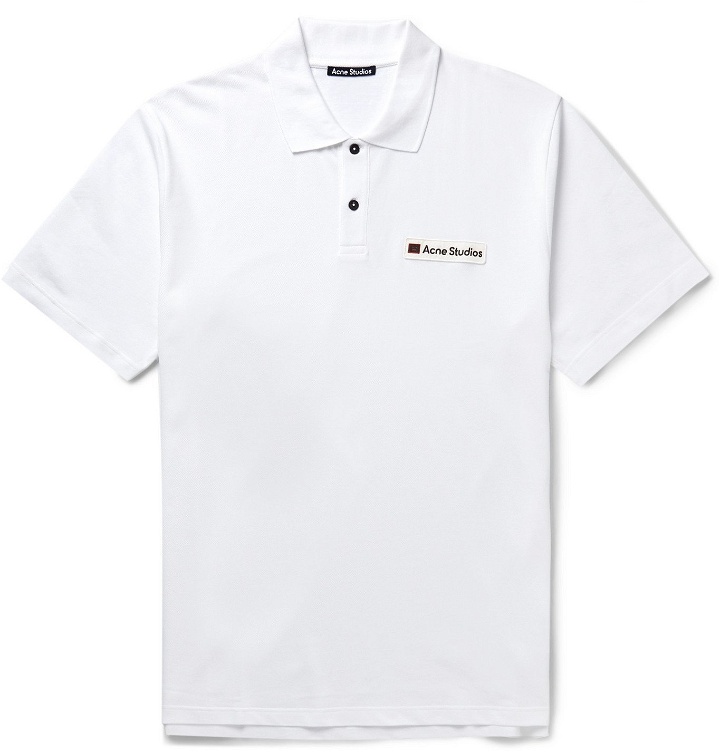 Photo: Acne Studios - Logo-Appliquéd Cotton-Piqué Polo Shirt - White