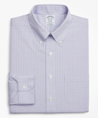 Brooks Brothers Men's Stretch Regent Regular-Fit Dress Shirt, Non-Iron Check | Purple