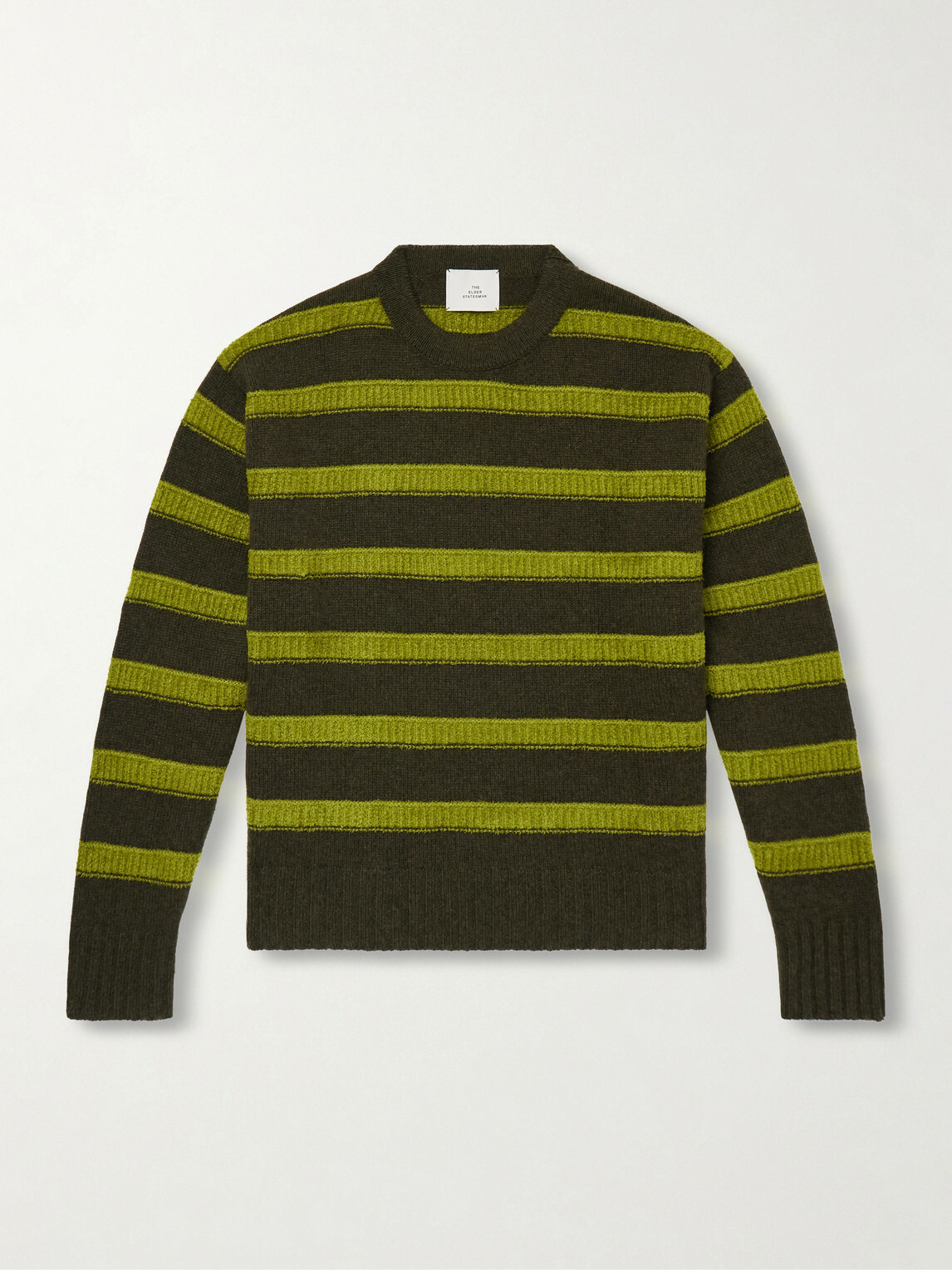 The Elder Statesman - Ridgeline Striped Cashmere-Blend Sweater - Green