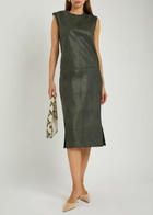 Stouls Caro Python-effect Stretch-leather Midi Dress Dark Green