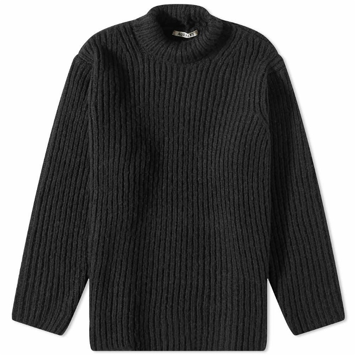 Photo: Auralee Men's Baby Camel Chunky Funnel Neck Knit in Black