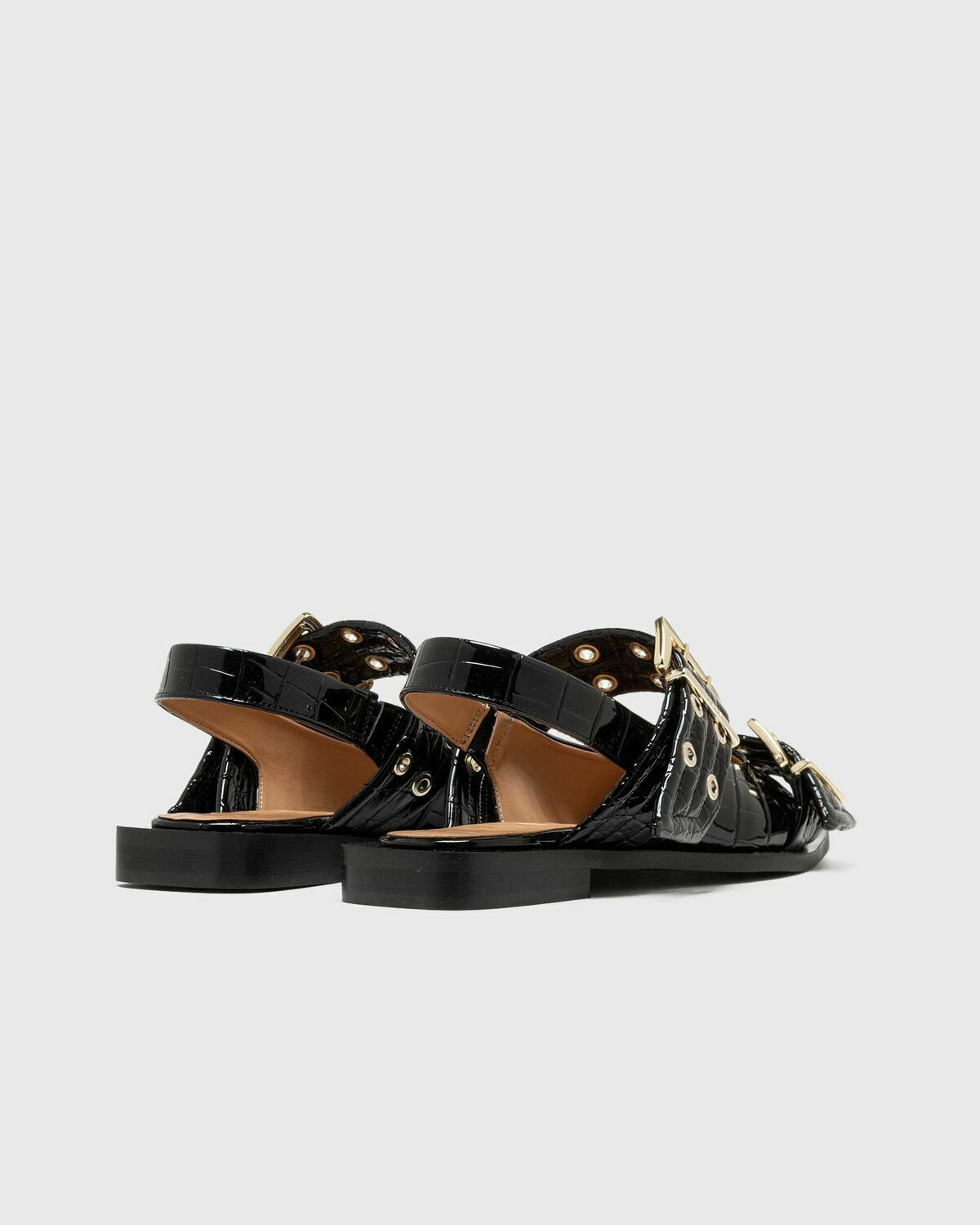 Ganni Feminine Buckle Ballerina Patent Croco Black Casual