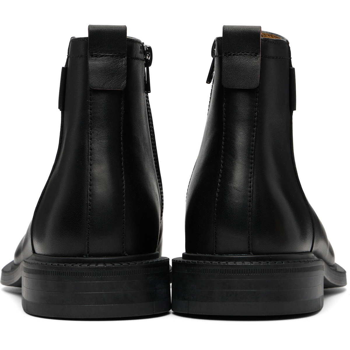Hugo Black Leather Logo Trim Boots