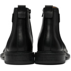 Hugo Black Leather Logo Trim Boots