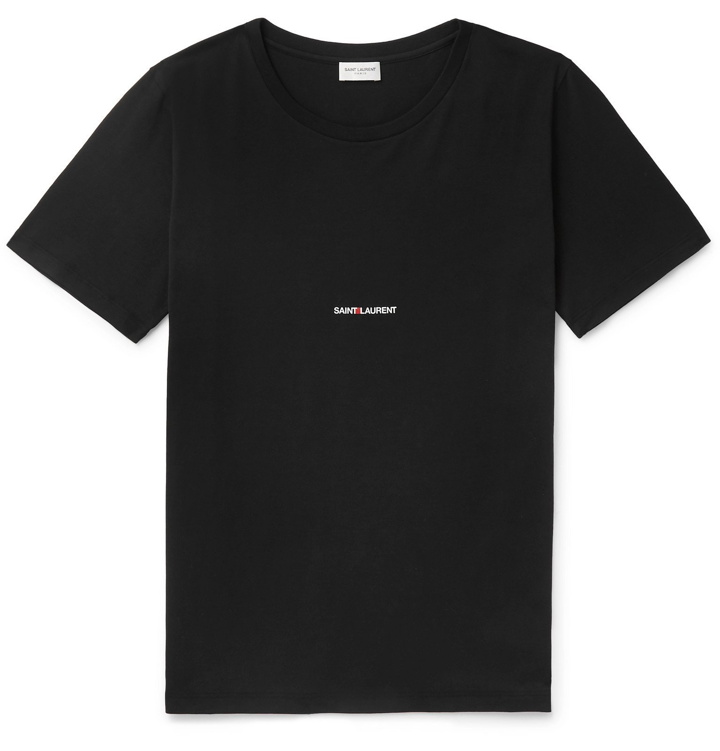 Photo: SAINT LAURENT - Slim-Fit Logo-Print Cotton-Jersey T-Shirt - Black