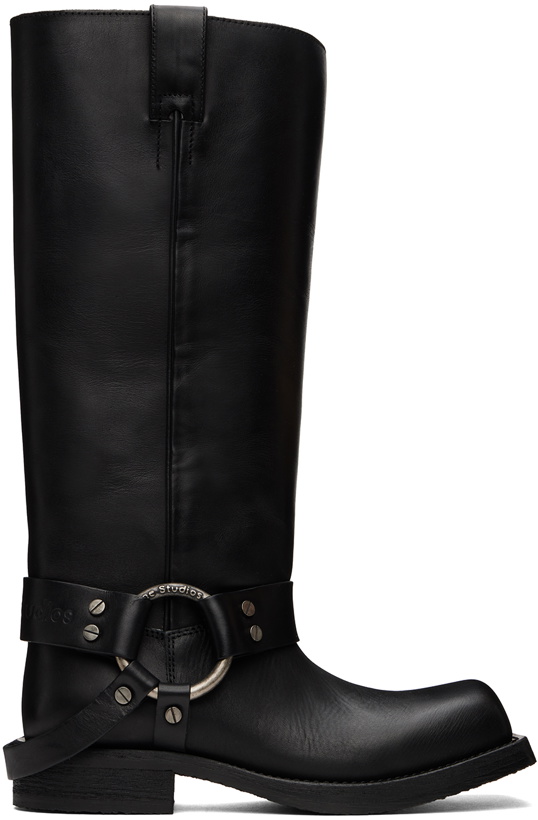 Photo: Acne Studios Black Leather Buckle Tall Boots