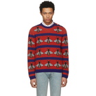 Gucci Red and Navy Striped Bee Sweater