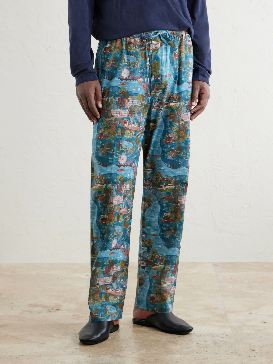 Derek Rose - Ledbury 100 Printed Cotton Pyjama Trousers - Blue