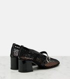 Alaïa Fishnet leather-trimmed Mary Jane pumps