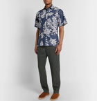 Go Barefoot - Tahitian Leaf Printed Cotton Shirt - Blue