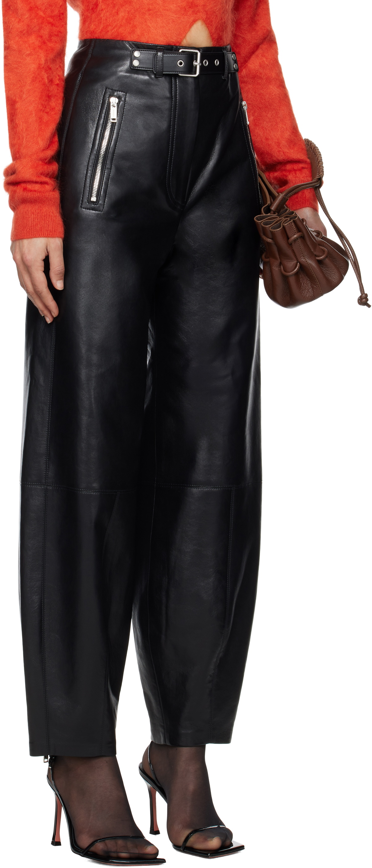 Nanushka Black Jozefa Regenerated Leather Trousers