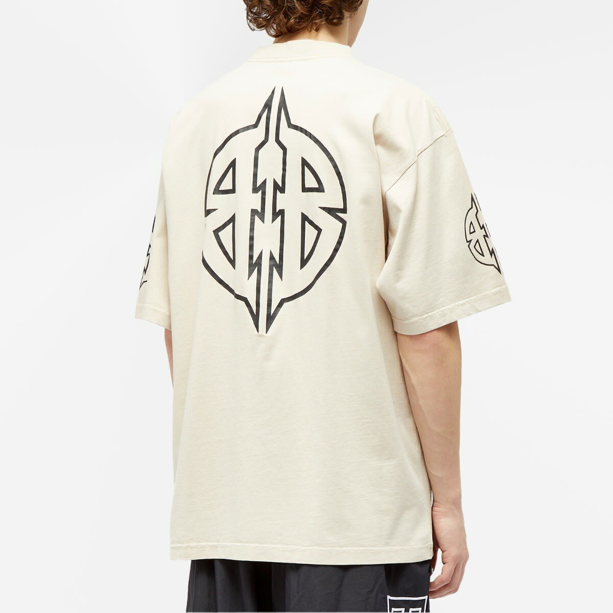 Balenciaga Men's Paris T-Shirt in Light Beige/Black Balenciaga