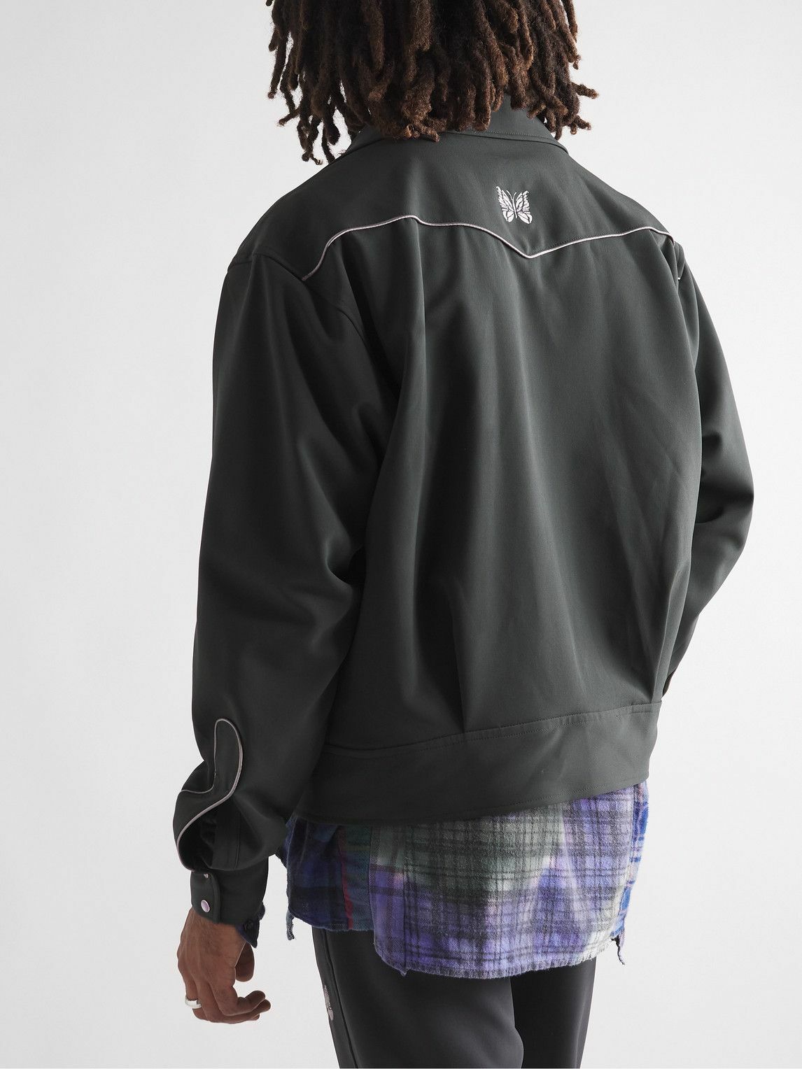 Needles - Piped Logo-Embroidered Shell Jacket - Gray Needles