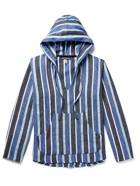 MONITALY - Baja Striped Linen and Cotton-Blend Hoodie - Blue - XL