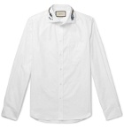 Gucci - White Slim-Fit Cutaway-Collar Embroidered Cotton-Poplin Shirt - White