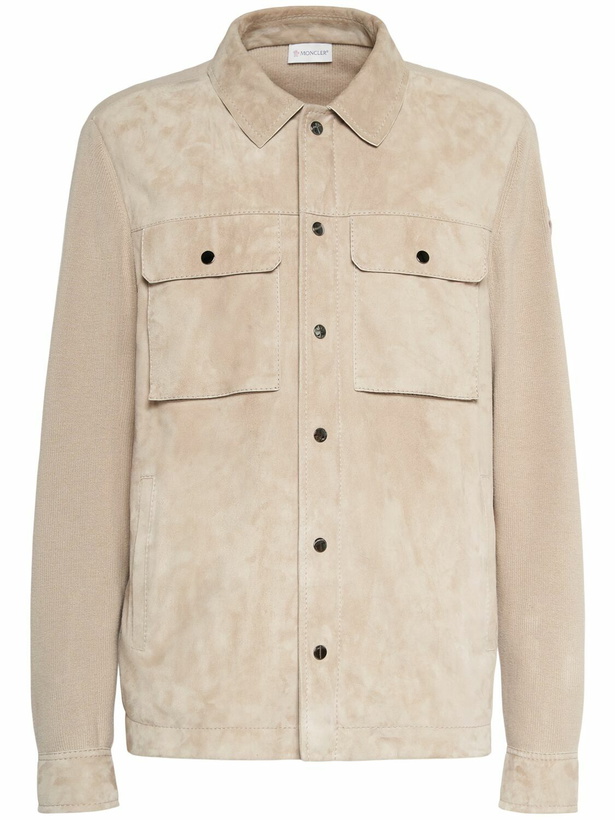 Photo: MONCLER Knitted Cotton & Suede Cardigan Jacket