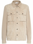 MONCLER Knitted Cotton & Suede Cardigan Jacket