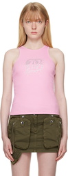 Blumarine Pink Crystal-Cut Tank Top