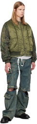 Andersson Bell Khaki Mesh Sleeve Bomber Jacket