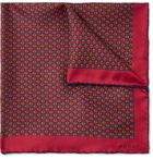 GUCCI - Monogram-Print Silk-Twill Pocket Square - Red