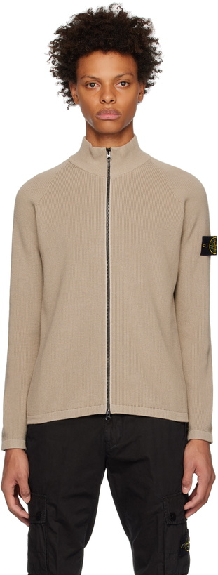 Photo: Stone Island Taupe Zip Sweater