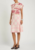 Vivienne Westwood Adder Plaid Wool-blend Crepe Midi Skirt Cream