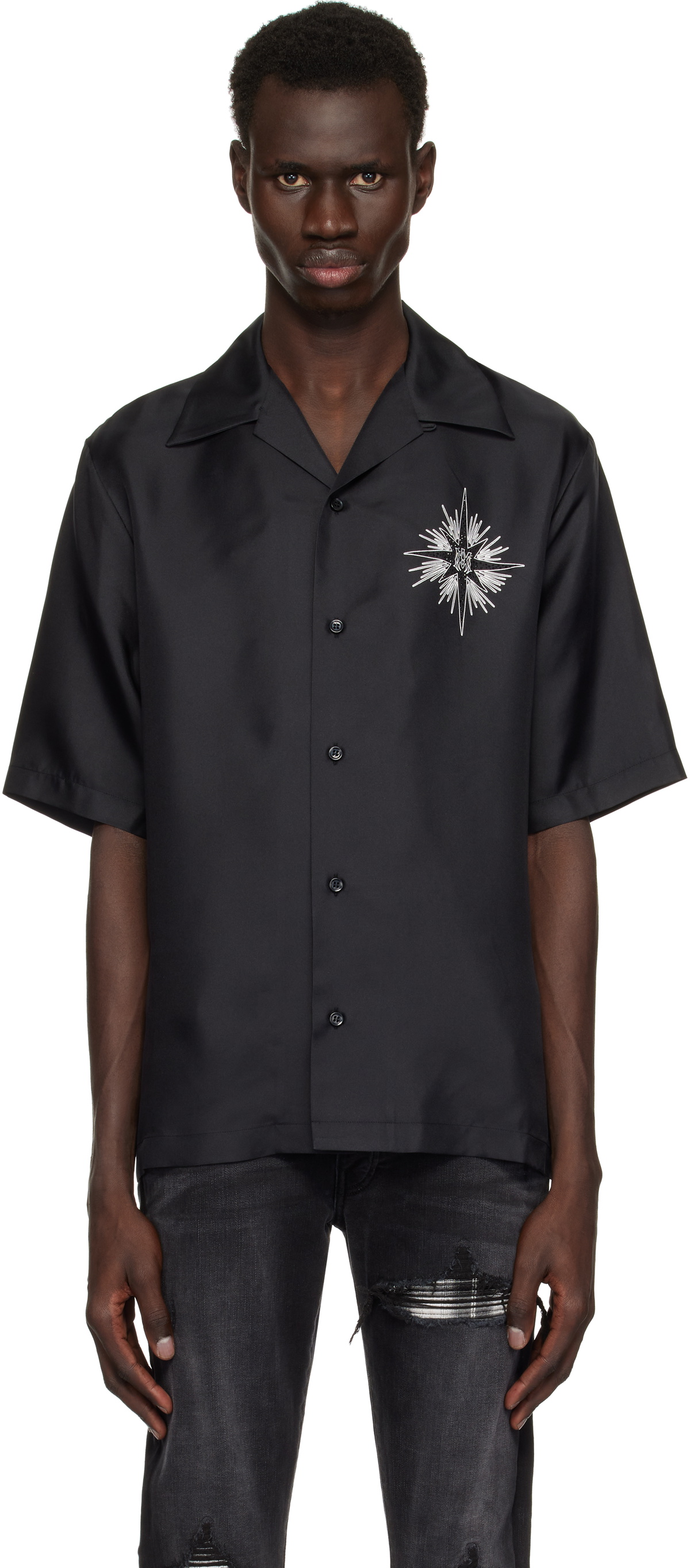 【関税込み】AMIRI ブラック 'Amiri' Starburst フーディ AMIRI Starburst Embroidered Full Zip Blouson Jacket | Nordstrom