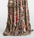 Roberto Cavalli Printed tiered ruffled maxi skirt
