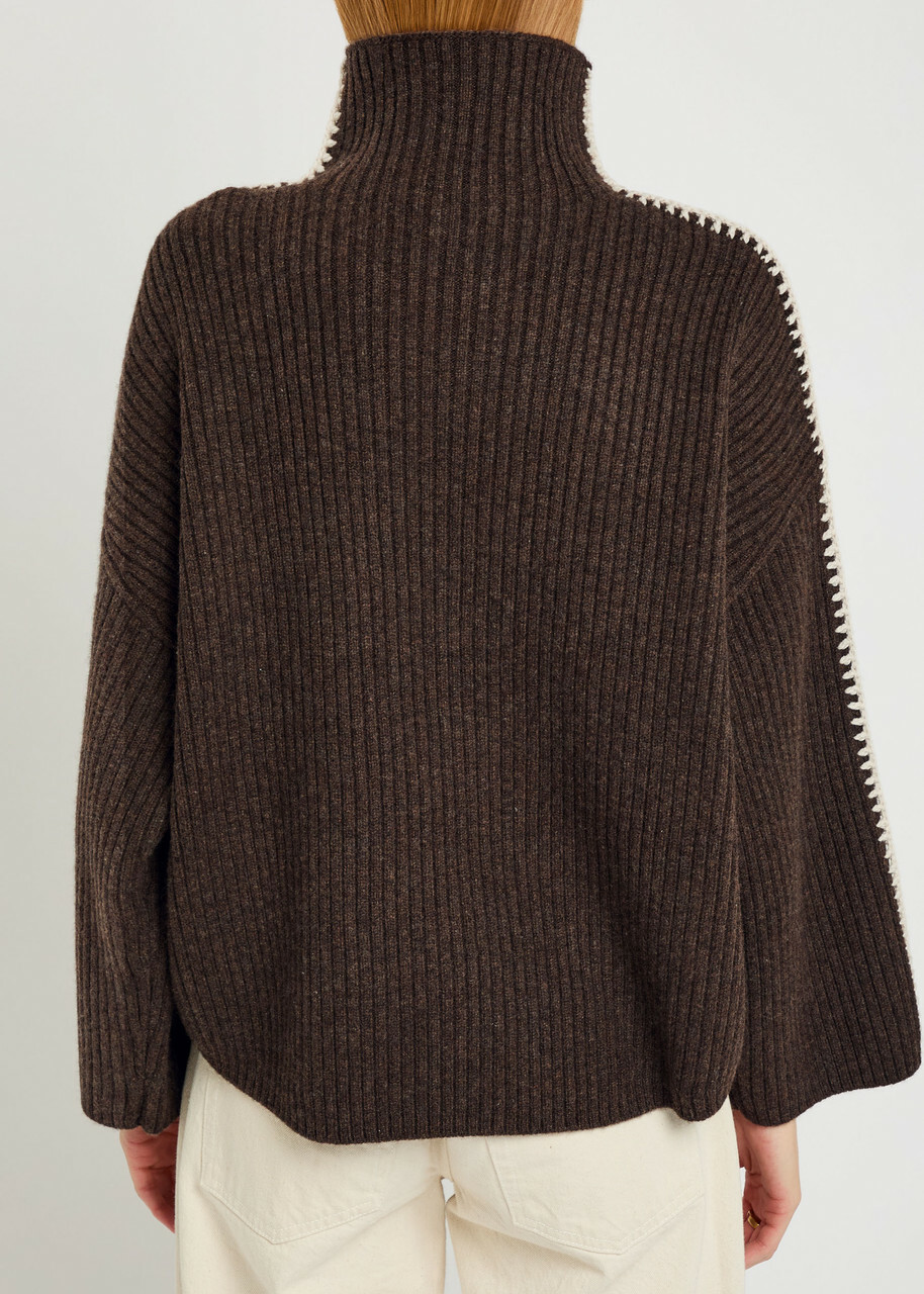 Rag & Bone Ingrid Ribbed Wool Jumper Brown